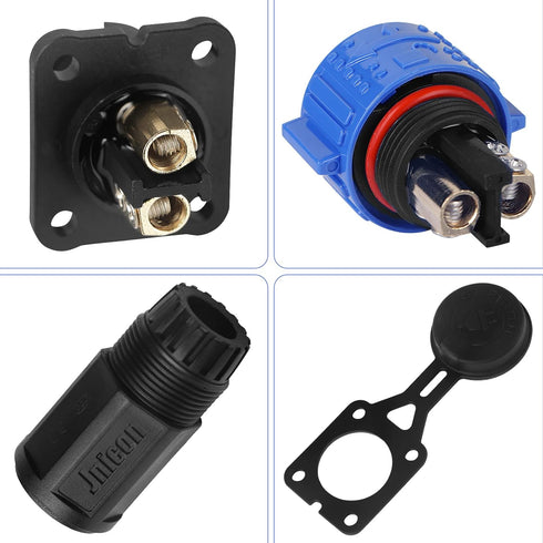 Trolling Motor Plug Receptacle Set, Waterproof Marine Boat DC Power Connector, 12V/24V/36V/48V, 2-Pack for Fishing