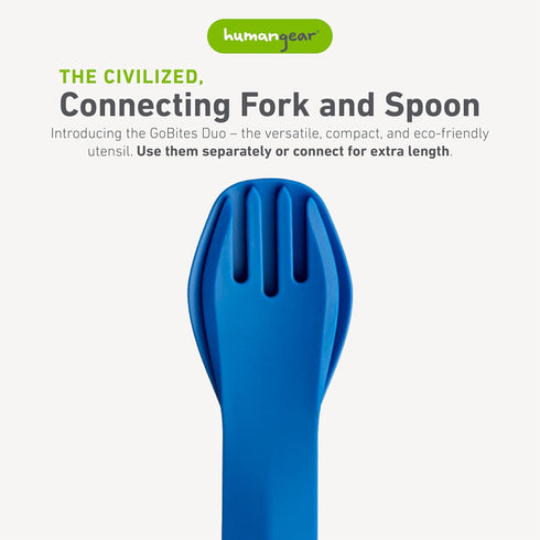 GoBites Duo and Bio Duo Travel Silverware Set, Full Size Portable Fork & Spoon, Reusable Utensils, PC and BPA-free,