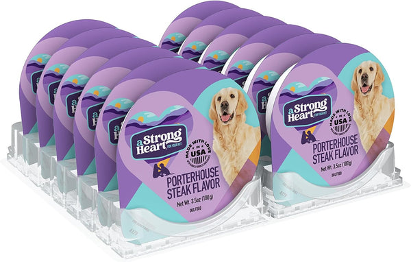 A Strong Heart Wet Dog Food Cups, Porterhouse Steak Flavor - 3.5