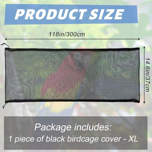 Adjustable Bird Cage Netting Seed Catcher, Large Soft Breathable Mesh for Indoor Round Square Cages (Circumference