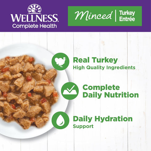 Wellness Complete Health Natural Grain Free Wet Canned Cat Food, Minced Turkey Entree, 3-Ounce Can (Pack of 24)