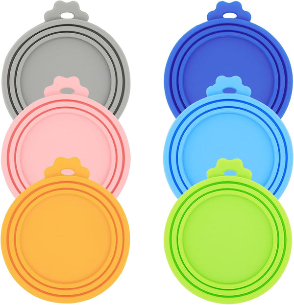 6 Pcs Can Covers, Universal BPA Free Silicone Dog Cat Can Lids, Fit Most Standard Size Cans (6 colors)