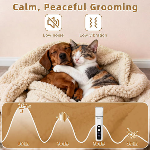 4 1 Trimmer 2-Speed ETACCU in Dog Clippers Grooming Kit with LED Display, Cordless Dog Quiet Hair for Paw Nail Grinder