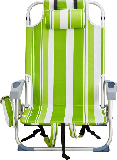 300lbs Folding Beach Chair for Adults, Outdoor Beach Portable Lawn Chair Camping High Back Chairs with Hard Armrest