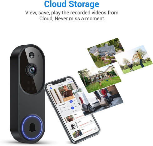 Crashirano 1080p 2.4G Wireless Cameras & Monitor Video Doorbell Camera for Home Security, Pet dog Monitor, Cloud