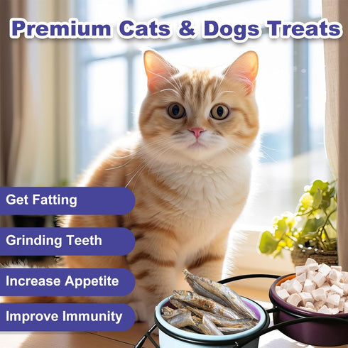 Freeze Dried Fish Dog Treats - Whole Capelin Fish, Natural Single Ingredient, 3 Oz