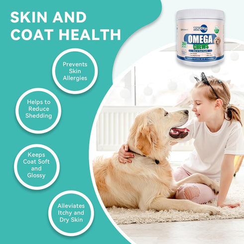 Omega-3 Multivitamin Skin and Coat Supplement for Dogs, Omega 3 Fish Oil Supplement, Supports Shedding and Immunity