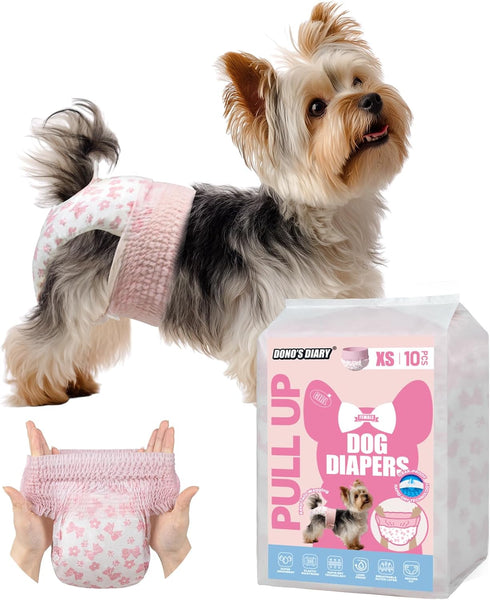 Dono Disposable Pull It Up Female Dog Diapers, 360 Stretchy Waist Puppy