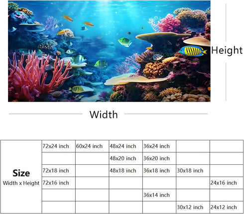 YongFoto Fish Tank Background, 24x16 inch Coral Seaweed Reef Rock Underwater Backdrop for Aquarium and Terrarium
