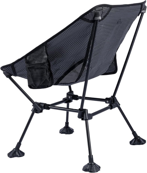 iClimb Ultralight Compact Camping Folding Beach Chair with Anti-Sinking Large Feet and Back Support Webbing (Black
