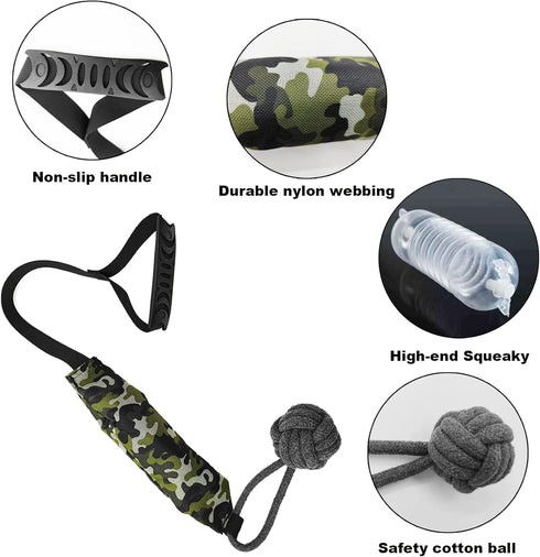 Interactive Tug Toy for Dogs, Indestructible Squeaky Rope Toys for Training, Tough Tug of War Balls for Medium & Large