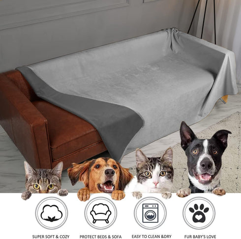 Ameritex Reversible Pet Bed Blanket - 100% Waterproof Velvet, Super Soft for Sofa and Bed
