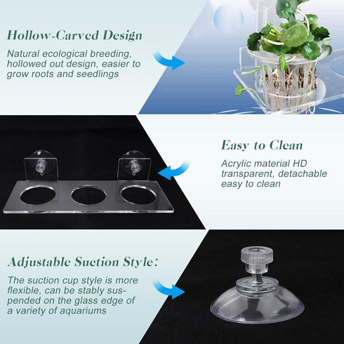 Upgrade Acrylic Aquarium Plant Holder, Hanging Aquatic Plant Holder with Adjustable Suction Cup
