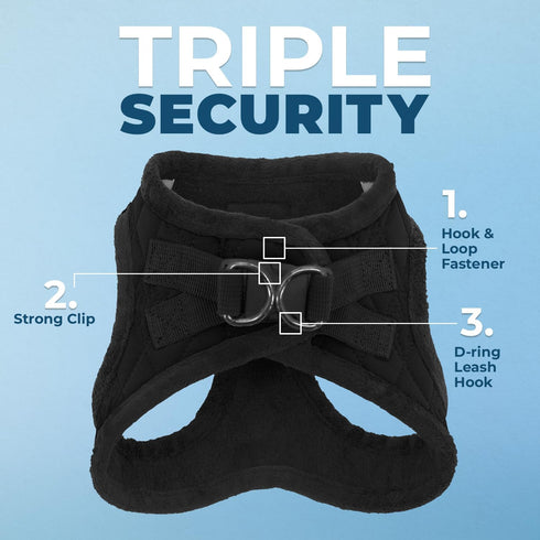 Voyager Step-In Plush Dog Harness - Soft Vest Harness for Small and Medium Dogs, Black Plush, XL