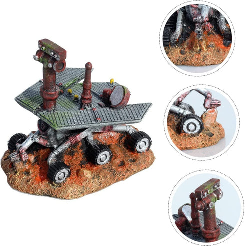 1pc Mars Rover Ornament for Home Car Trim, Glass Ornaments Fish Tank Shelter Mini House Figurine