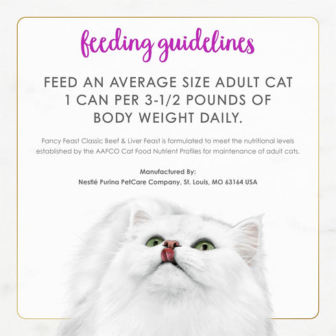 (Pack 24) 3 oz. Purina Fancy Feast Tender Beef and Liver Feast Classic Grain Free Wet Cat Food Pate - of Cans