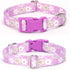 Purple Collar for Dogs, Floral Pattern Design Quick Release Buckle Soft Nylon Adjustable for XS Small Medium Large Dogs
