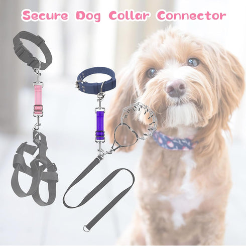 YUEPET 2 Pack Adjustable Dog Safety Collar Clips, Reflective Double Ended Backup Clasp for Harness to Collar Safety