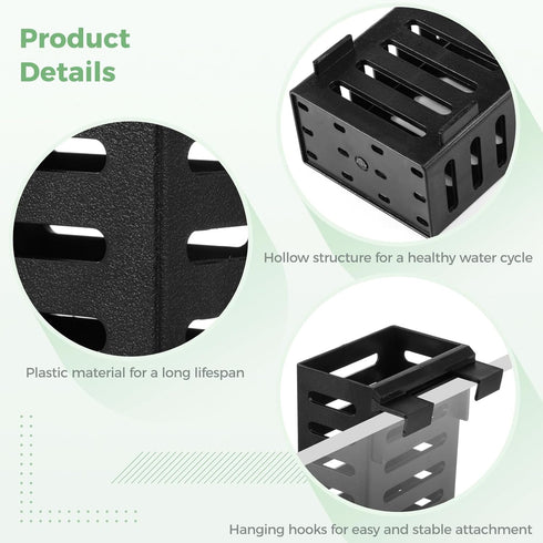Lnrueg 8PCS Aquarium Plant Holder with Hooks, Upgraded Hanging Rimmed Tank Plant Pot Cups for Aquaponic Planter