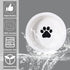Elevated Cat Bowls Set, Ceramic Raised Cat Food Water Bowl with Metal Stand for Indoor Cats, 12 Ounces, Cute Paw Pattern