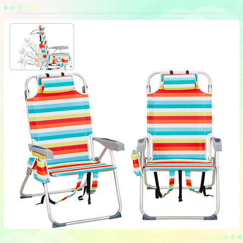 myoihomora Backpack Outdoor Beach Lawn Chairs,Heightened Foldable Camping Chair,Portable Lightweight Beach Chairs