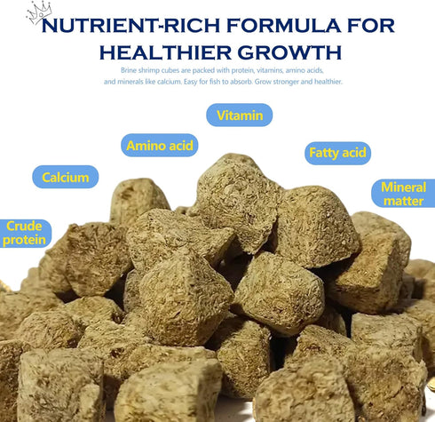 Vorenzyme 100% 4.5oz Freeze Dried Brine Shrimp Cubes Natural HighProtein Fish Food for Tropical, Marine & Freshwater