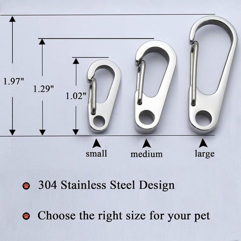 IVIA Dog Tag Clips, 2 Pack, 304 Stainless Steel Quick Clip with Rings for Small Pet Collars and Harnesses