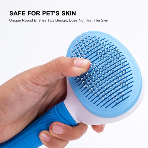Self Cleaning Slicker Brush for Cats and Dogs, Easy to Remove Loose Undercoat, Grooming Tool