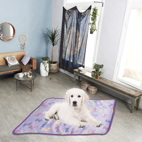 1 Pack 3 Puppy Blankets Fluffy Premium Fleece Cute Bone Print Warm Sleep Mat for Small Dogs & Cats, Small (23"x15")