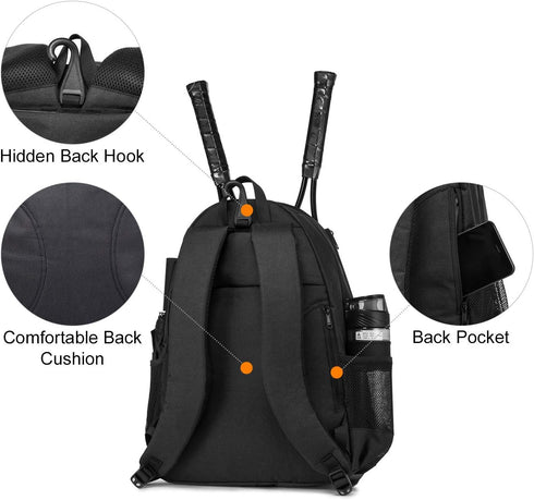 Sucipi Professional Tennis Backpack for Men and Women, Holds 2 Rackets with Ventilated Shoe Compartment