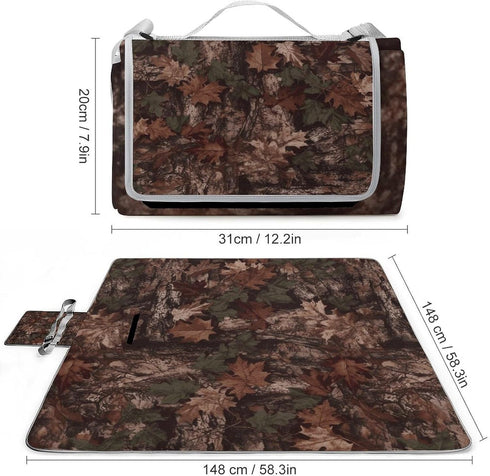 LZQPOEAS (58.3" 58.3"), Outfitter Tuff Camo Picnic Blanket Outdoor, Square Foldable Lightweight Waterproof Beach Mat X