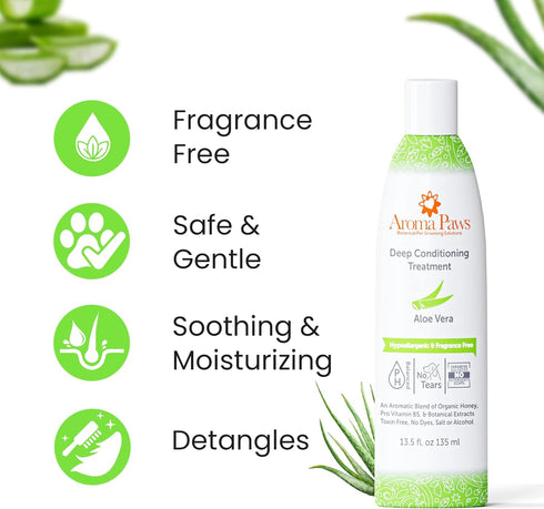 Deep Conditioning Treatment for Dogs, Detangling Conditioner with Aloe Vera Extract, Fragrance-Free