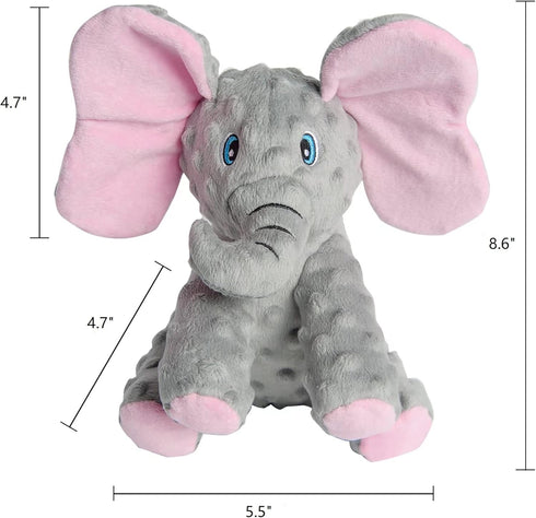 DODODOLA Cute Squeaky Elephant Dog Toy, Crinkle Paper Stuffed Plush Animal for Small Medium Large Dogs