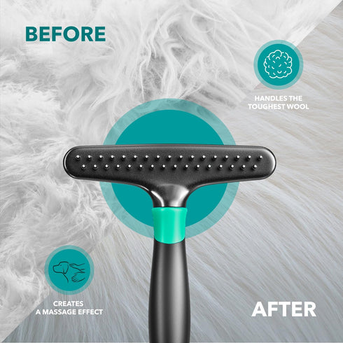 DOGI Deshedding Brush Comb - Undercoat Rake for Dogs & Cats, Double Row Stainless Steel Pins, Reduce Shedding
