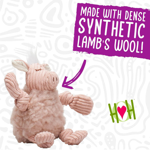 HuggleHounds Knottie Plush Dog Toy, Squeaky Stuffed Animal Toy for Small, Medium & Large Dogs - Penelope Pig, Large