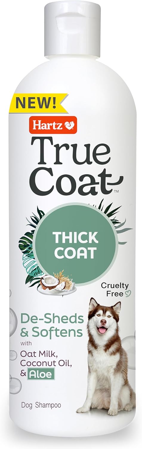 New! Hartz True Coat Thick Coat Dog Shampoo, Desheds & Softens with Oat Milk, Coconut Oil & Aloe