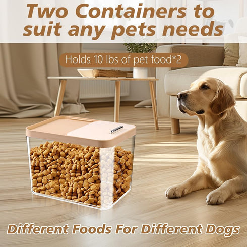 HAOPENGYOU 2 Pack 10Lbs, 2 Airtight Dog Food Storage Container, Holds Pet Cat Food Container Clear Storage Bin
