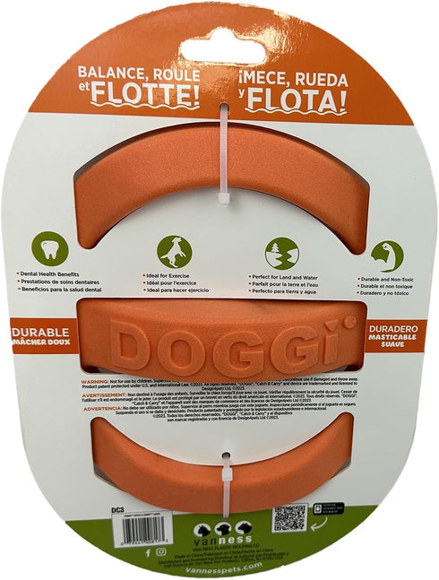 Van Ness Pets Doggi Catch and Carry Flying Disc - Large Floating Dog Toy, Orange