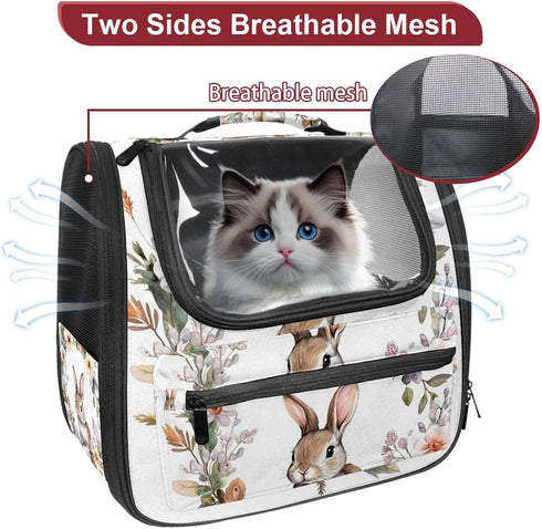 Travel-Friendly Transparent Bunny Rabbit Pet Carrier for Small Dogs and Kittens