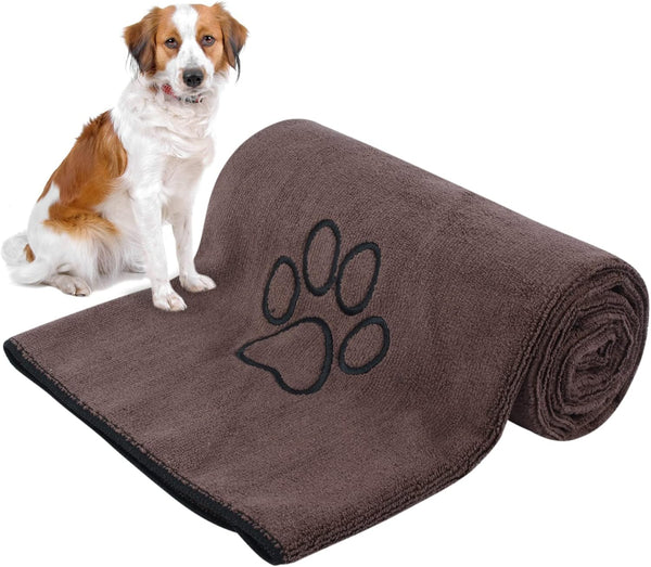KinHwa Super Absorbent Dog Towel Microfiber Bath Towel for Small, Medium, Large Dogs and Cats, 30inch x 50inch, Brown