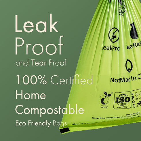 100% 300 Count, 100% (Not Made In China) Certified Home Compostable Dog and Cat Poop Bags, Plant Based Refill Rolls