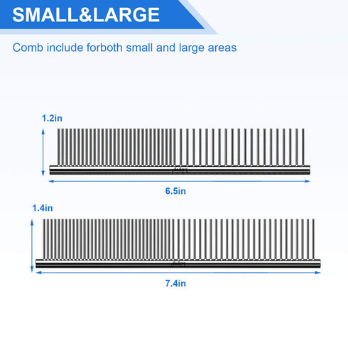 Double-Sided Pet Steel Comb, Stainless Steel Dog Comb in 2 Sizes for Cleaning, Massage, and Grooming