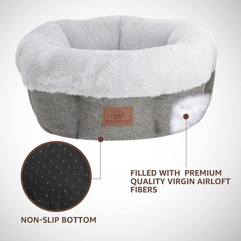 Cat Beds for Indoor Cats, Small Dog Bed, Calming Donut Dog Bed, Soft Cozy Puppy Bed for Small/Medium Dogs