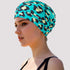 Women Swimming Cap 2Pcs Non-Waterproof Fabric Pleated Elastic Bathing Caps for Swim