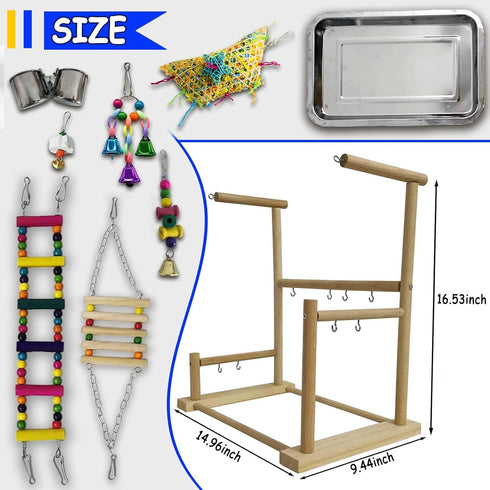 kathson Bird Playground,Parakeet Play Stand,Parrots Play Gym with Food Bowls,Cockatiel Playstand with Chewing&Exercise