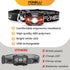 Foxelli USB-C Rechargeable LED Headlamp, Ultra-Light 2.4 oz, 180 Lumens, 5 Modes, IPX5 Waterproof