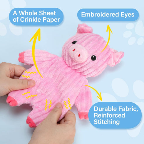 5 Pack Prime Pets Plush Squeaky Dog Toys, No Stuffing Bodies, Crinkle Pet Toys for Small Medium Large Dogs, Puppy Chew