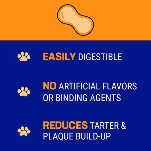 Happy Teeth Natural Cheese Dog Chews, Peanut Butter Flavor, Dental Chew, 2 Chews per Resealable Pouch