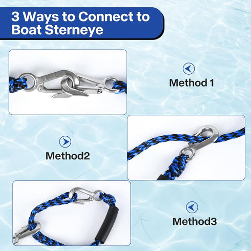 Heavy Duty Boat Tow Harness for Tubing, Water Sports Tow Rope for Boat Towables & Tubes with Quick Connector