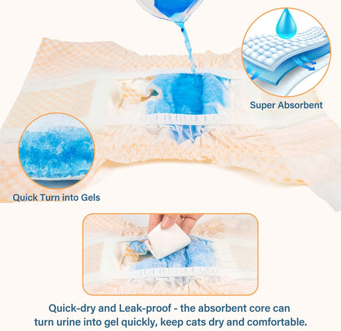 24pcs Pet Soft Disposable Cat Diapers - Female Dog Diapers for Cats & Dogs in Heat Period or Urine Incontinence, Doggie